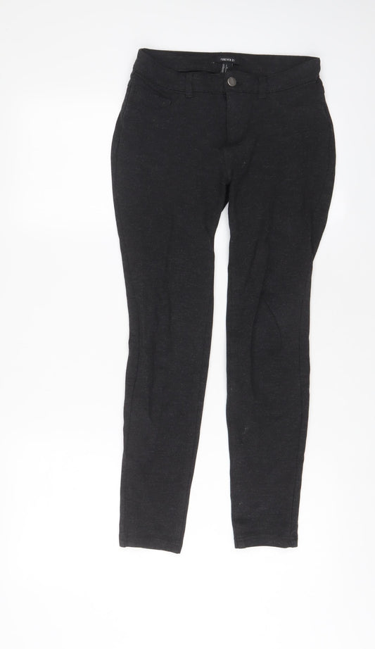 FOREVER 21 Womens Grey Viscose Trousers Size S L26 in Regular Snap