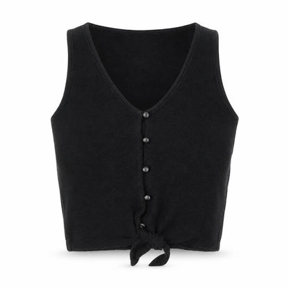 Texture & Thread Womens Black Cotton Cropped Tank Size 2XS V-Neck