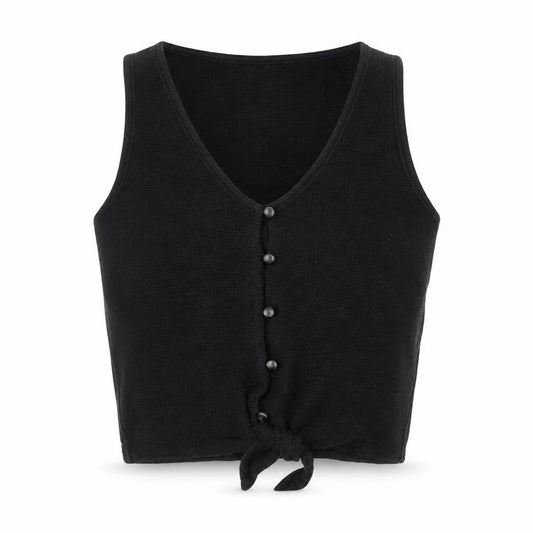 Texture & Thread Womens Black Cotton Cropped Tank Size 2XS V-Neck