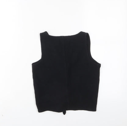 Texture & Thread Womens Black Cotton Cropped Tank Size 2XS V-Neck
