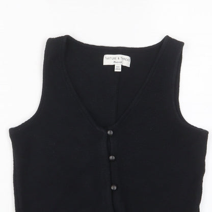Texture & Thread Womens Black Cotton Cropped Tank Size 2XS V-Neck
