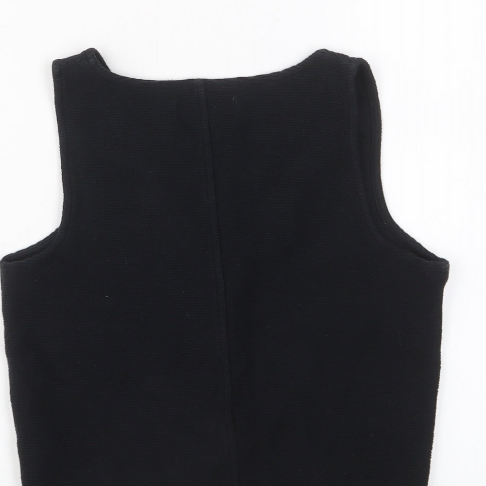 Texture & Thread Womens Black Cotton Cropped Tank Size 2XS V-Neck
