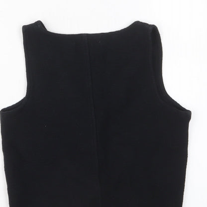 Texture & Thread Womens Black Cotton Cropped Tank Size 2XS V-Neck