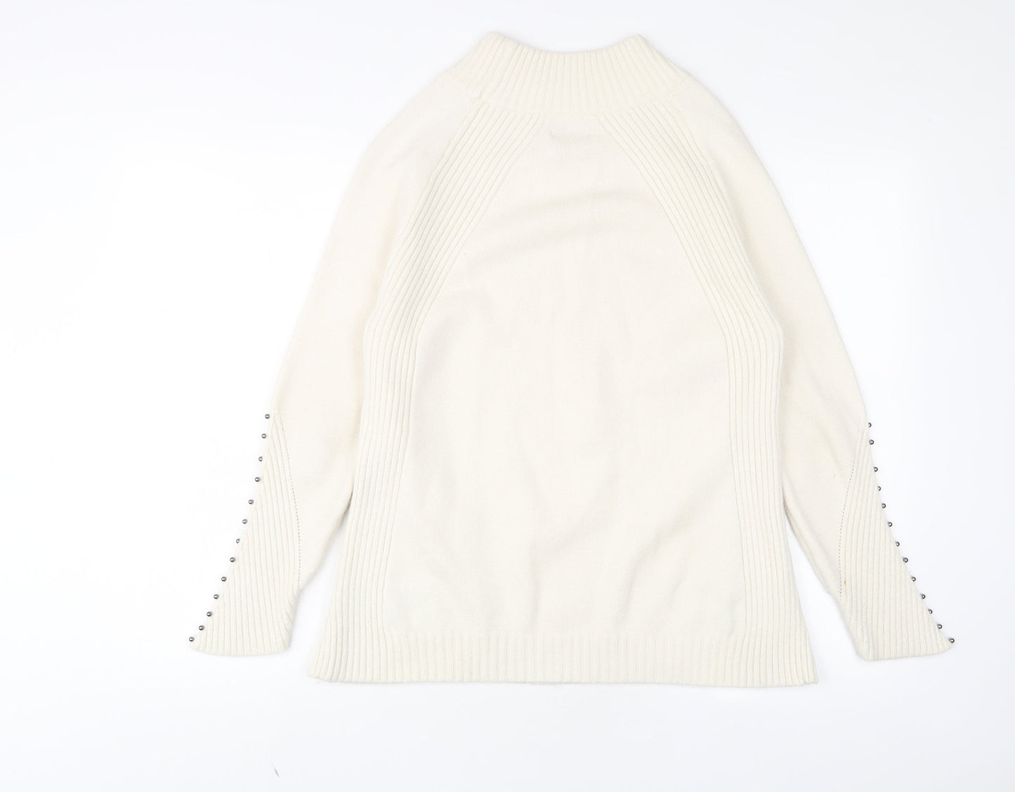 M&Co Womens Beige High Neck Viscose Pullover Jumper Size 14 - Beaded
