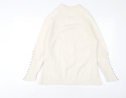 M&Co Womens Beige High Neck Viscose Pullover Jumper Size 14 - Beaded