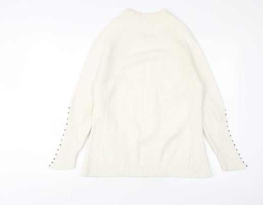 M&Co Womens Beige High Neck Viscose Pullover Jumper Size 14 - Beaded