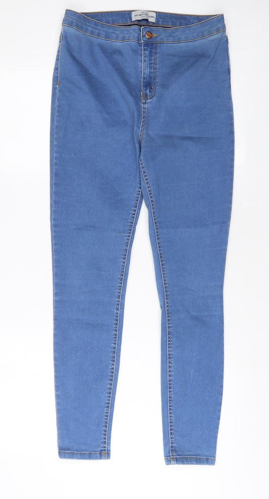 New Look Womens Blue Cotton Skinny Jeans Size 14 L29 in Regular Zip