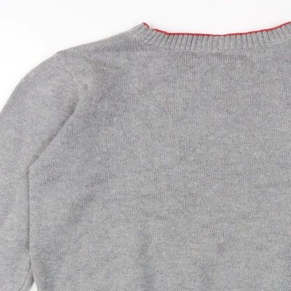 Gap Girls Grey Crew Neck Cotton Pullover Jumper Size 13 Years Pullover - Happy