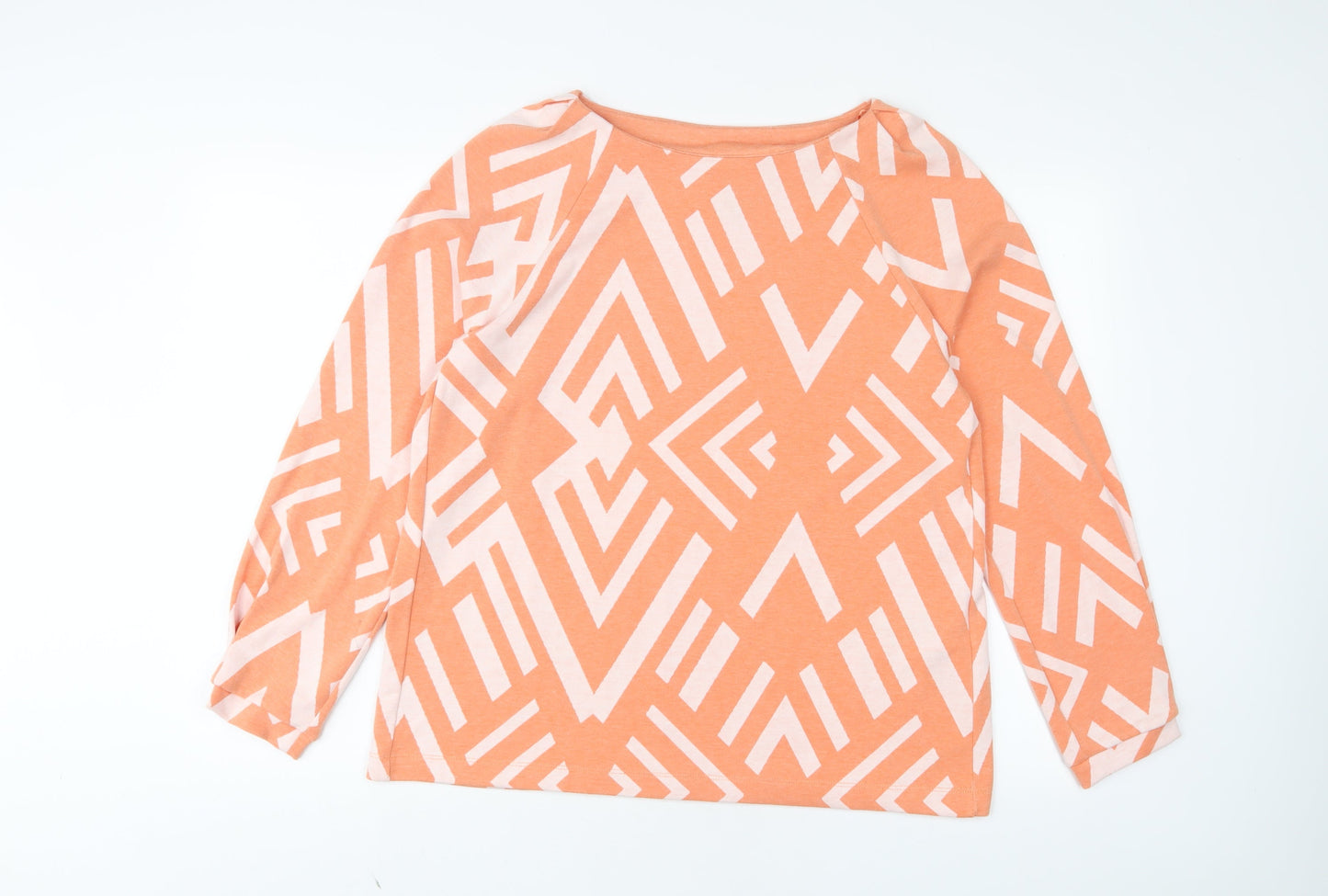 Street One Womens Orange Geometric Polyester Pullover Sweatshirt Size 16 Pullover
