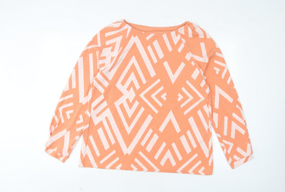 Street One Womens Orange Geometric Polyester Pullover Sweatshirt Size 16 Pullover