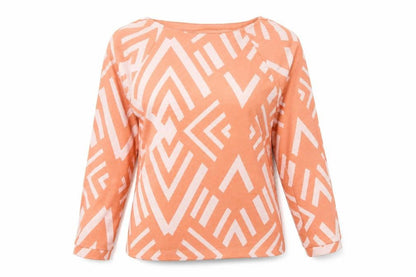Street One Womens Orange Geometric Polyester Pullover Sweatshirt Size 16 Pullover