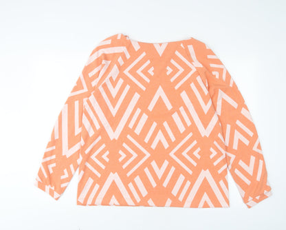 Street One Womens Orange Geometric Polyester Pullover Sweatshirt Size 16 Pullover