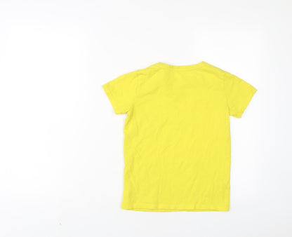 Dunnes Stores Boys Yellow Cotton Basic T-Shirt Size 9 Years Crew Neck Pullover - Skate park