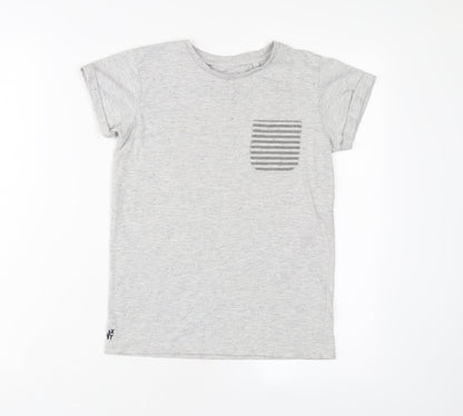 NEXT Boys Grey Cotton Basic T-Shirt Size 9 Years Crew Neck Pullover