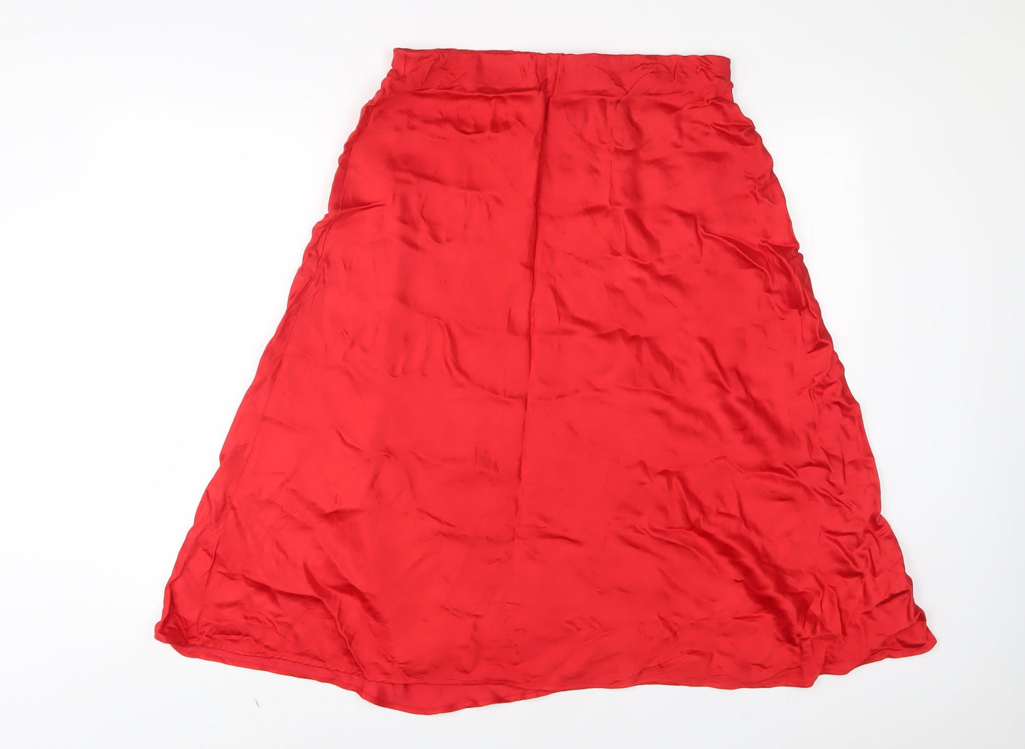 H&M Womens Red Viscose A-Line Skirt Size M