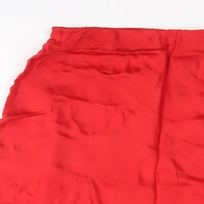 H&M Womens Red Viscose A-Line Skirt Size M