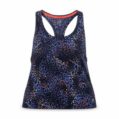 Goodmove Womens Blue Geometric Polyester Basic Tank Size 8 Scoop Neck Pullover
