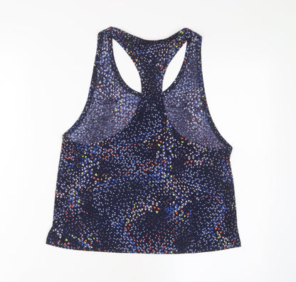 Goodmove Womens Blue Geometric Polyester Basic Tank Size 8 Scoop Neck Pullover