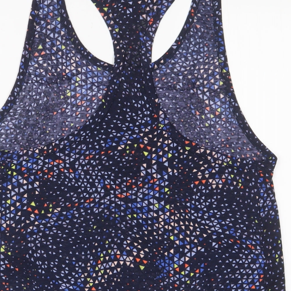 Goodmove Womens Blue Geometric Polyester Basic Tank Size 8 Scoop Neck Pullover