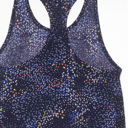 Goodmove Womens Blue Geometric Polyester Basic Tank Size 8 Scoop Neck Pullover