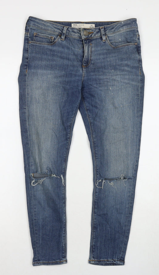 ASOS Womens Blue Cotton Straight Jeans Size 28 in L28 in Regular Zip
