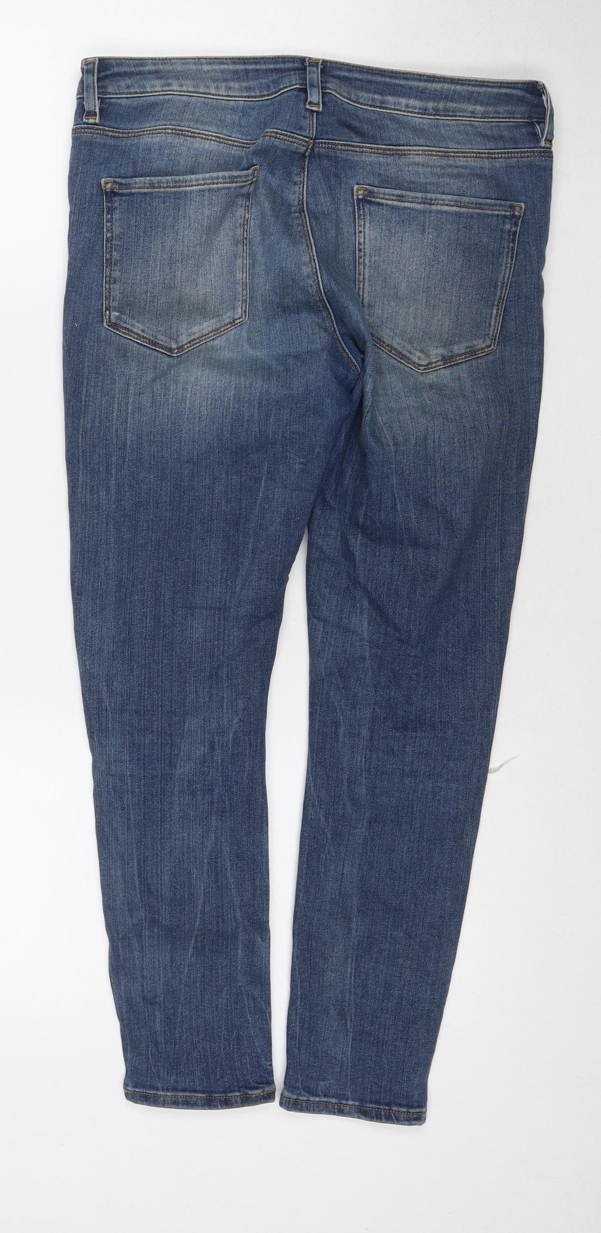ASOS Womens Blue Cotton Straight Jeans Size 28 in L28 in Regular Zip