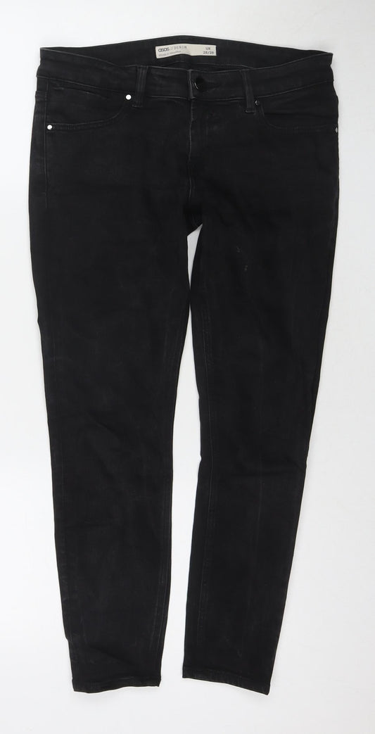 ASOS Womens Black Cotton Skinny Jeans Size 28 in L28 in Regular Zip