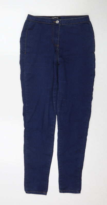 PARISIAN SIGNATURE Womens Blue Cotton Skinny Jeans Size 12 L28 in Regular Zip