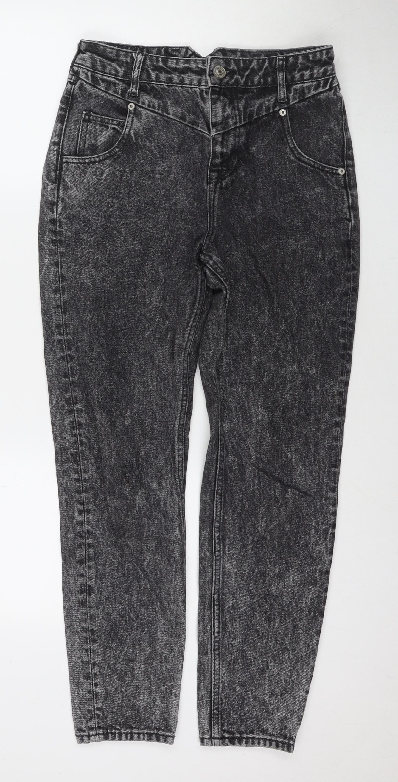 River Island Womens Grey Cotton Straight Jeans Size 8 L27 in Regular Zip