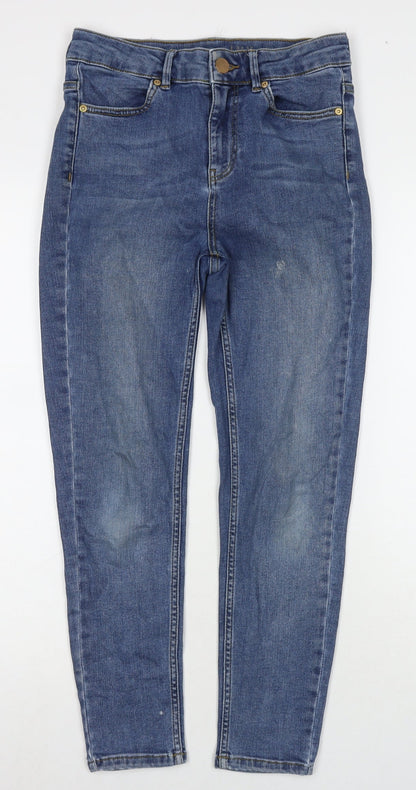 Oasis Womens Blue Cotton Skinny Jeans Size 10 L27 in Regular Zip