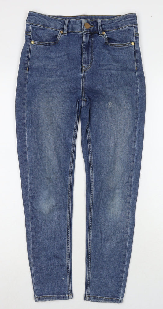 Oasis Womens Blue Cotton Skinny Jeans Size 10 L27 in Regular Zip