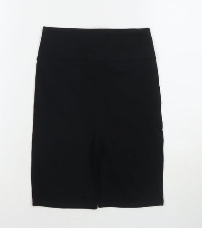 River Island Womens Black Cotton Basic Shorts Size 8 L6 in Regular Zip - Compression Leggings Shorts