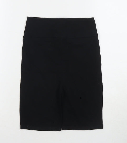 River Island Womens Black Cotton Basic Shorts Size 8 L6 in Regular Zip - Compression Leggings Shorts
