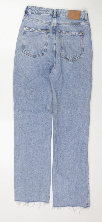 Zara Womens Blue Cotton Straight Jeans Size 6 L29 in Regular Zip
