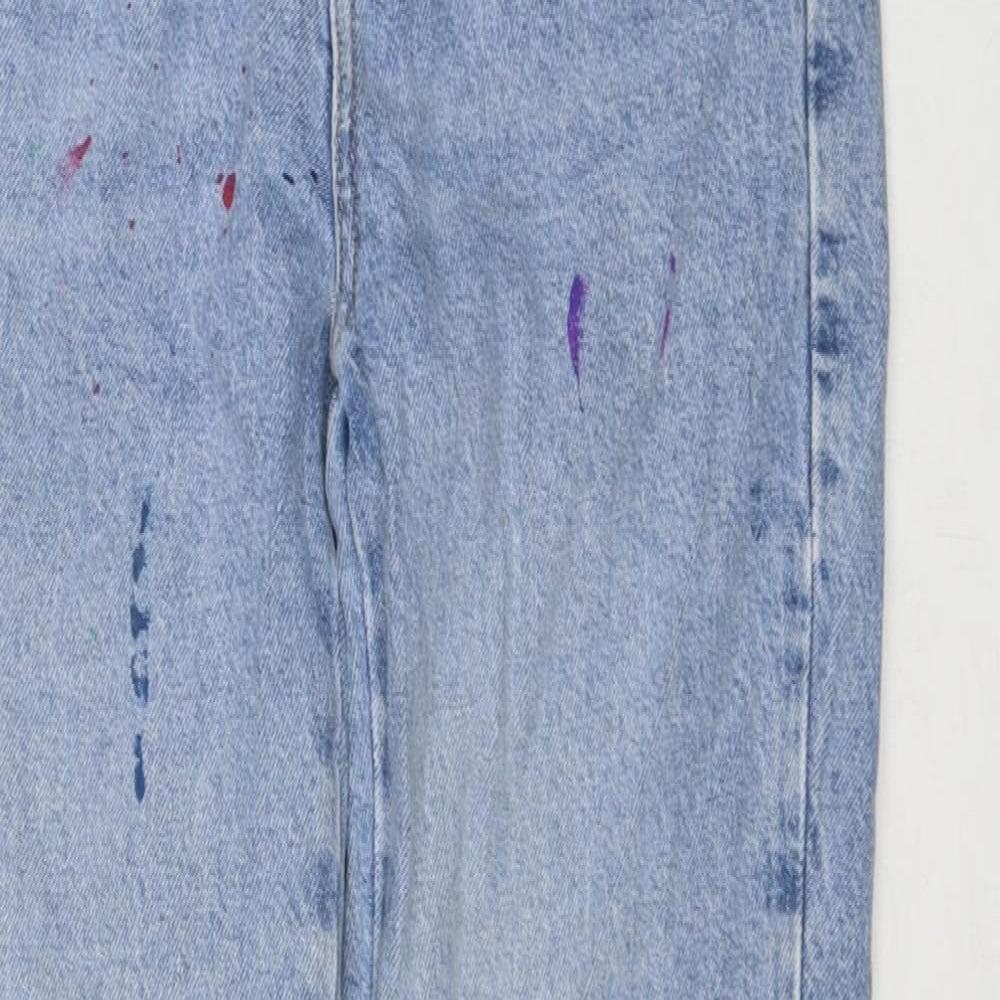 Zara Womens Blue Cotton Straight Jeans Size 6 L29 in Regular Zip