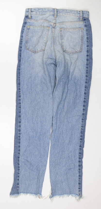 H&M Womens Blue Cotton Straight Jeans Size 6 L29 in Regular Zip
