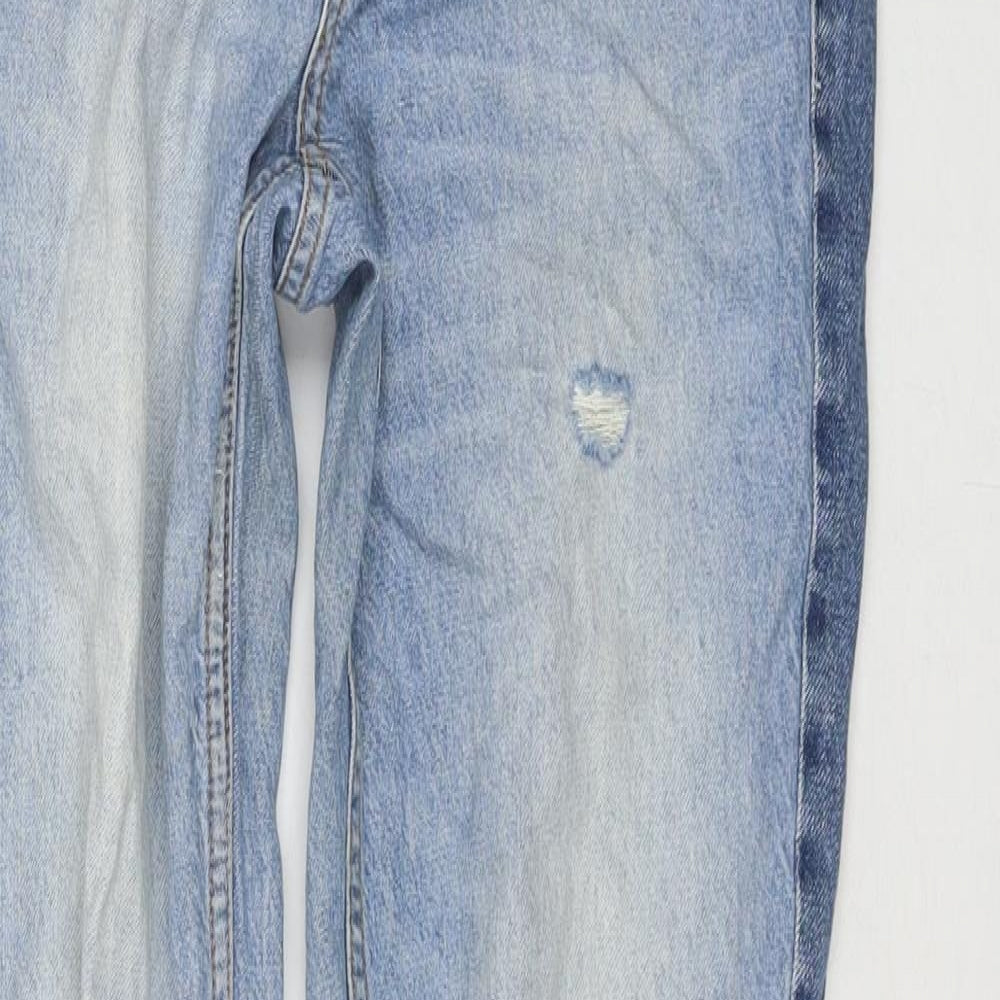 H&M Womens Blue Cotton Straight Jeans Size 6 L29 in Regular Zip