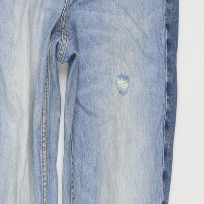 H&M Womens Blue Cotton Straight Jeans Size 6 L29 in Regular Zip