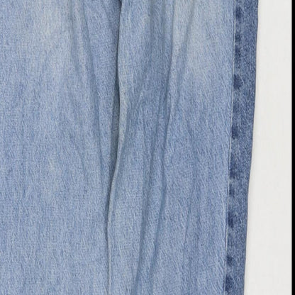 H&M Womens Blue Cotton Straight Jeans Size 6 L29 in Regular Zip