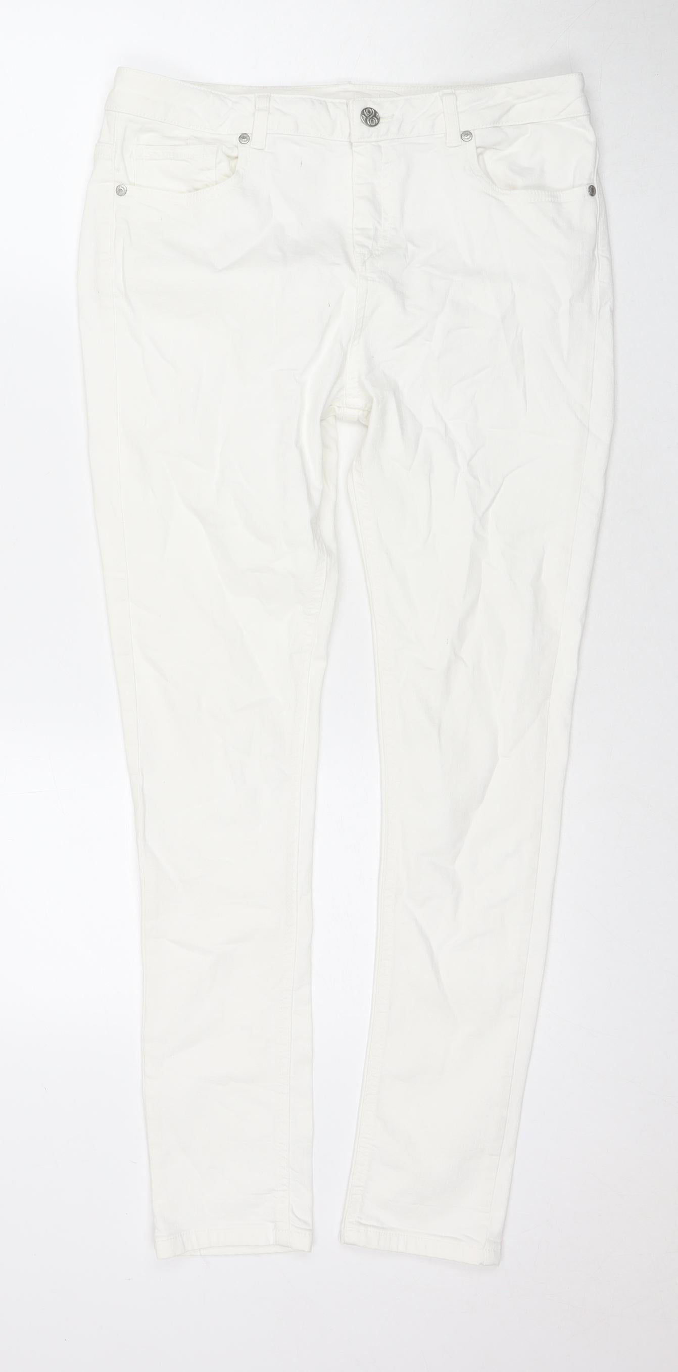 Phase Eight Womens White Cotton Skinny Jeans Size 12 L28 in Regular Zip