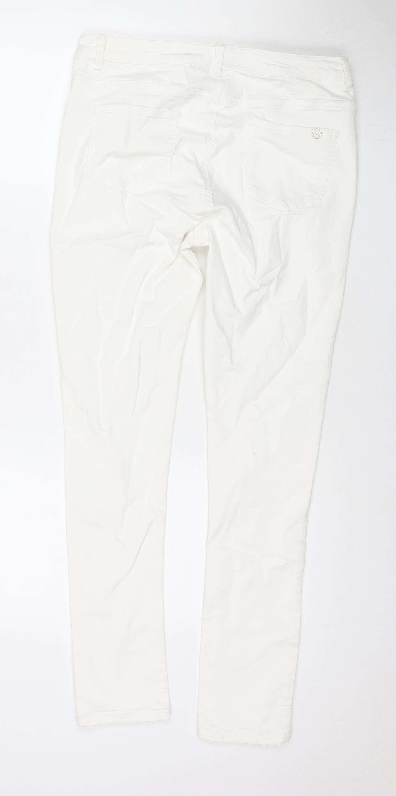 Phase Eight Womens White Cotton Skinny Jeans Size 12 L28 in Regular Zip