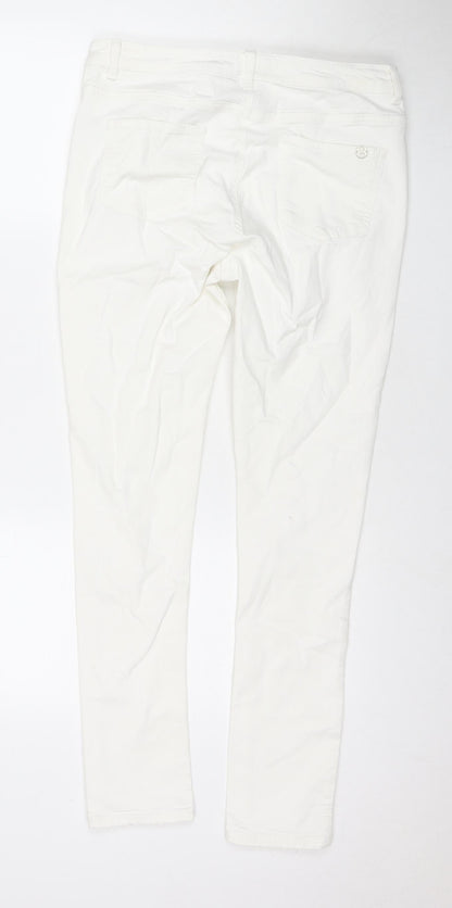 Phase Eight Womens White Cotton Skinny Jeans Size 12 L28 in Regular Zip