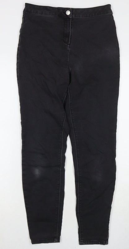 Womens UK Size 12 Papaya Regular Fit Skinny Black Jeans