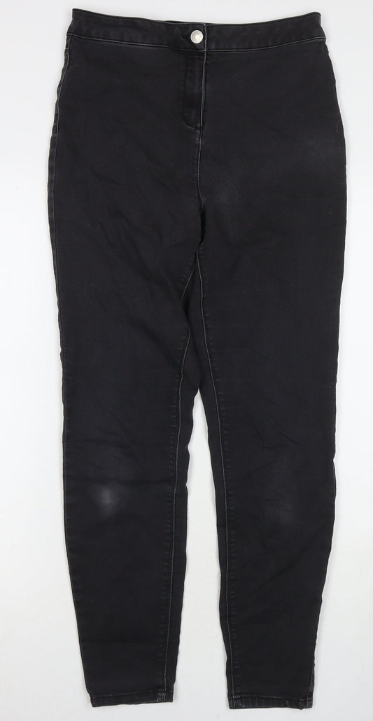 Womens UK Size 12 Papaya Regular Fit Skinny Black Jeans