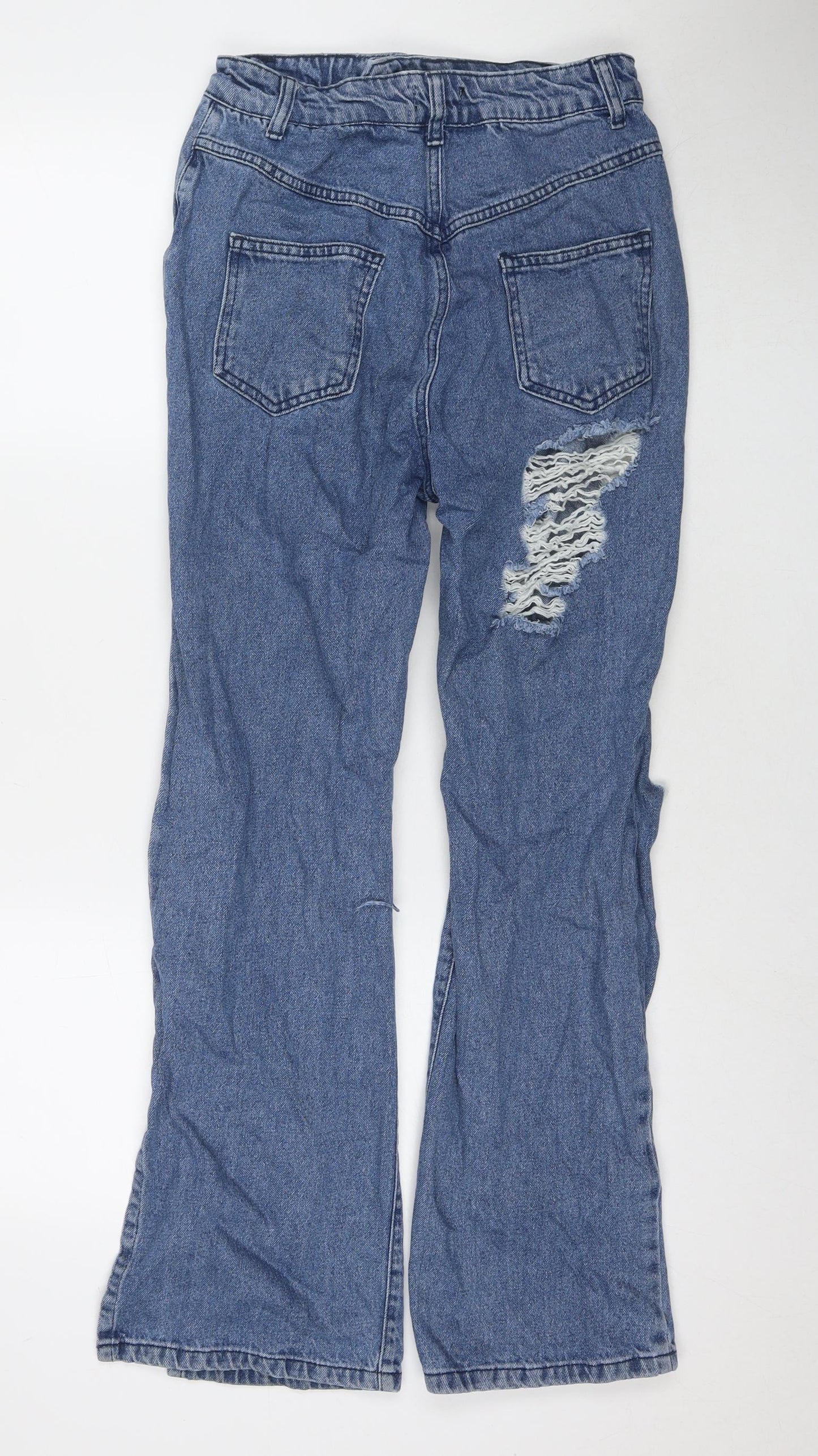 PRETTYLITTLETHING Womens Blue Cotton Mom Jeans Size 8 L29 in Regular Zip