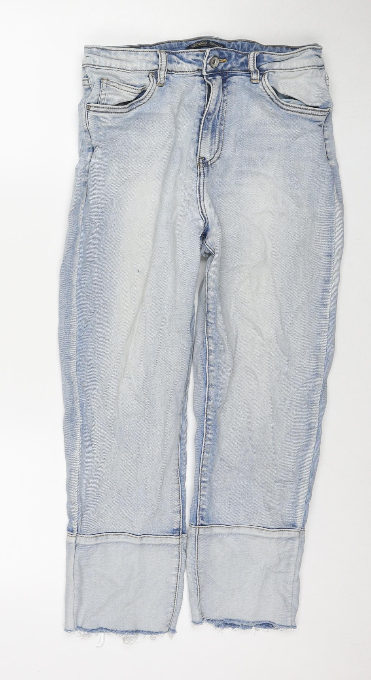 Womens UK Size 10 Toxik3 Regular Fit Cropped Blue Jeans
