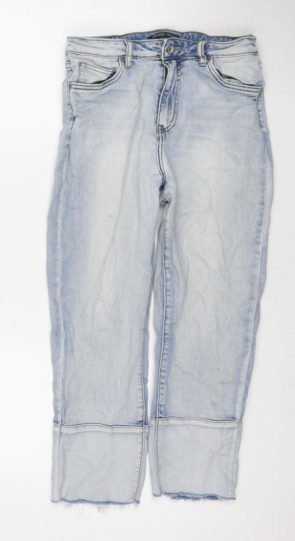 Womens UK Size 10 Toxik3 Regular Fit Cropped Blue Jeans