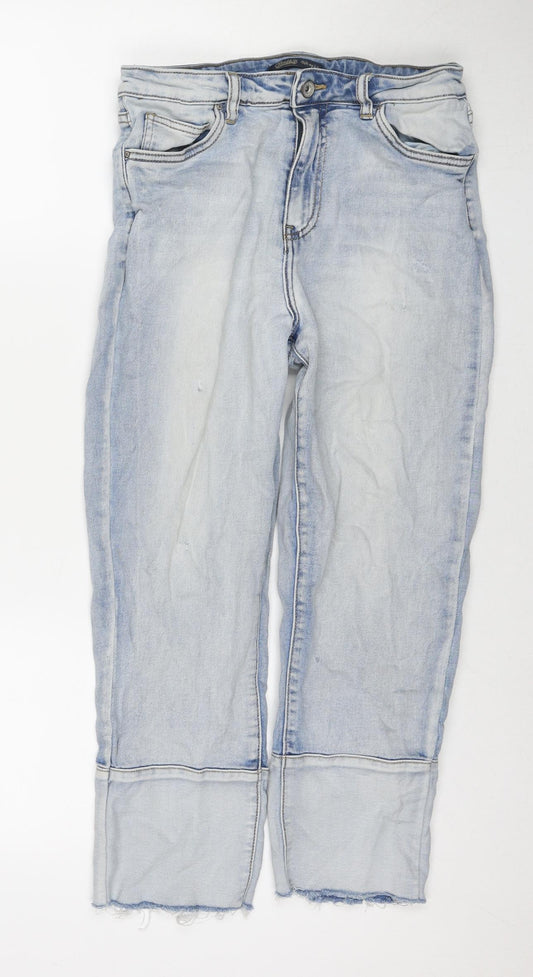 Womens UK Size 10 Toxik3 Regular Fit Cropped Blue Jeans
