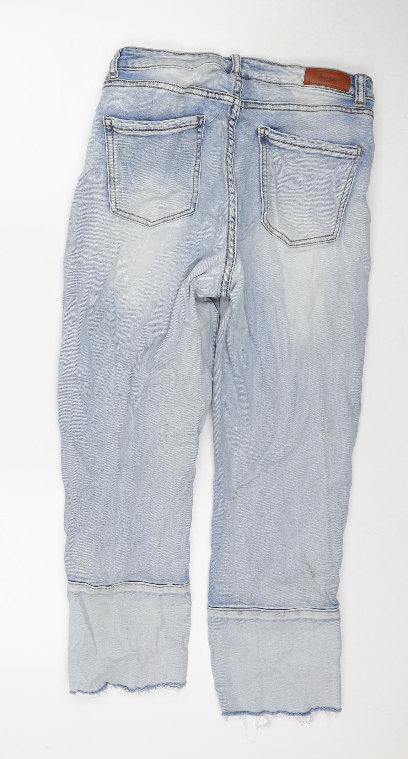 Womens UK Size 10 Toxik3 Regular Fit Cropped Blue Jeans