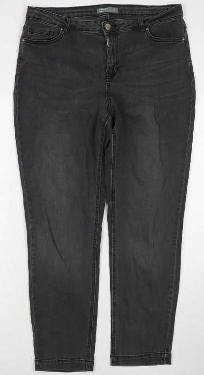 Nutmeg Womens Black Cotton Straight Jeans Size 14 L28 in Regular Zip